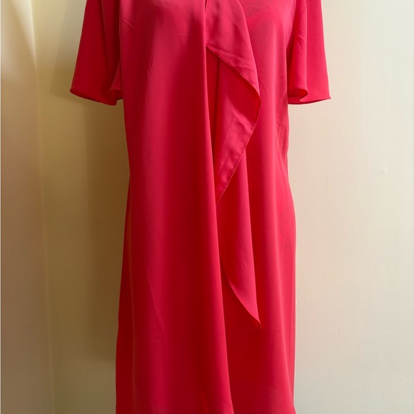 BCBGMaxAzria Vibrant “Bright Poppy” Midi Dress M NWT’s RUFFLED - Picture 3 of 16